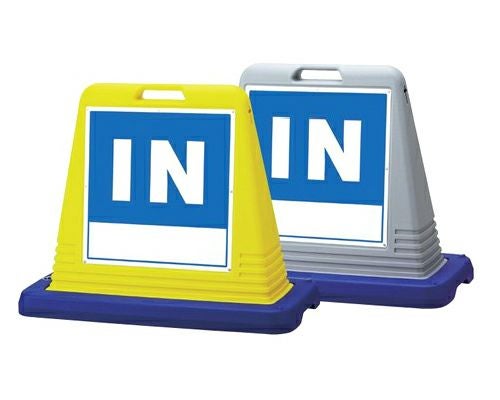 樹脂スタンド看板 サインキューブ「IN」立て看板 駐車場 スタンド看板 標識 注水式 ウェイト付き 屋外対応 駐車場 駐輪場