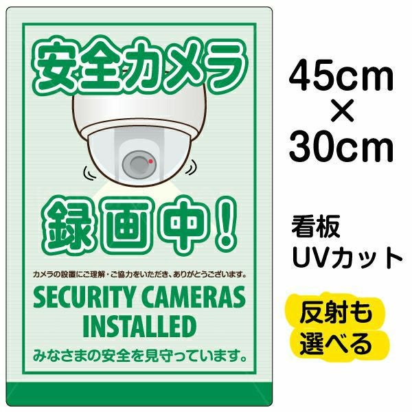 イラスト看板「安全カメラ 録画中」小サイズ（45cm×30cm） 取付穴4ヶ所あり 表示板