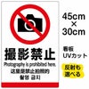 イラスト看板 「撮影禁止（英語 中国語 韓国語)」 小サイズ(45cm×30cm)  表示板 ピクトグラム 多言語 商品一覧/プレート看板・シール/注意・禁止・案内/マナー・環境