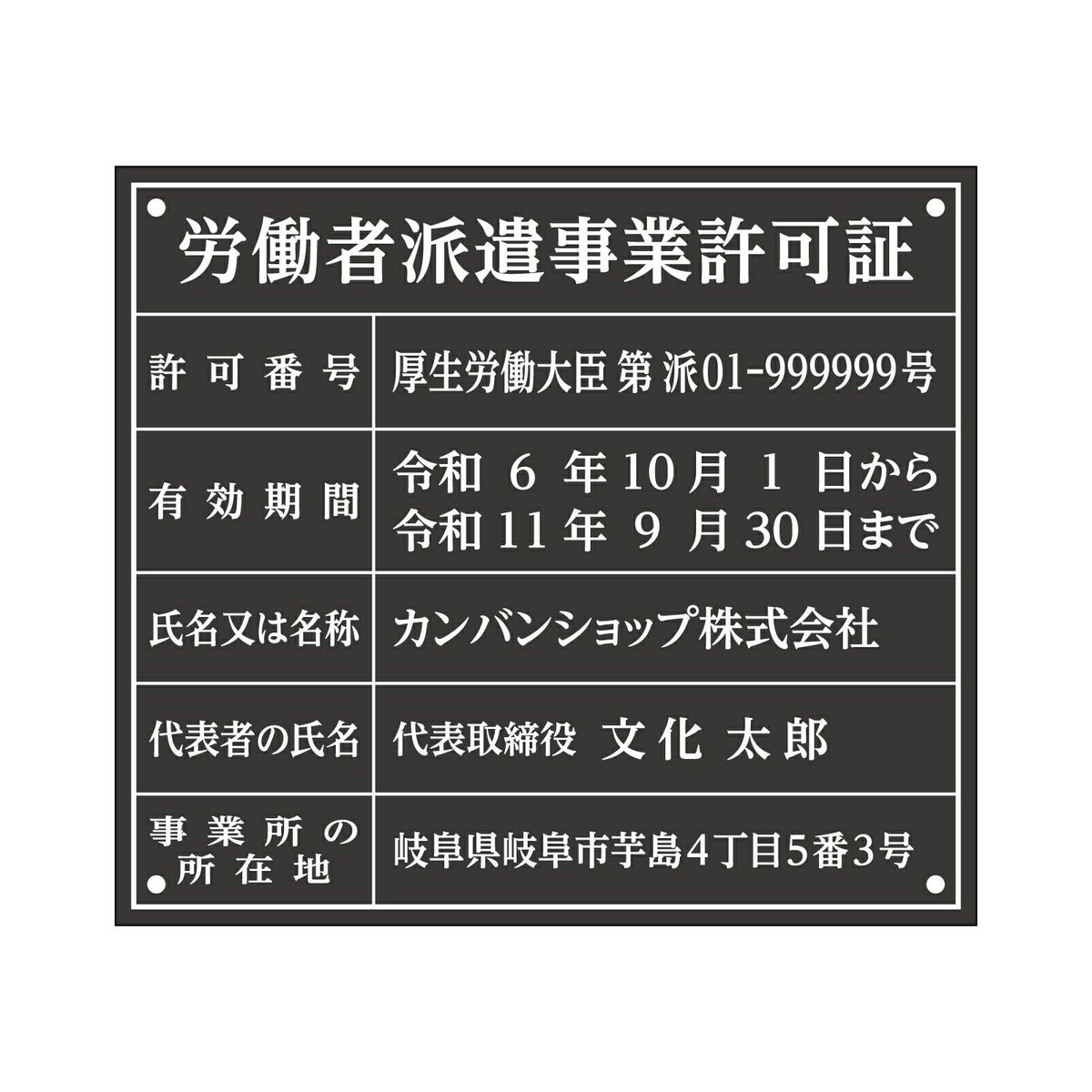 労働者派遣事業許可証