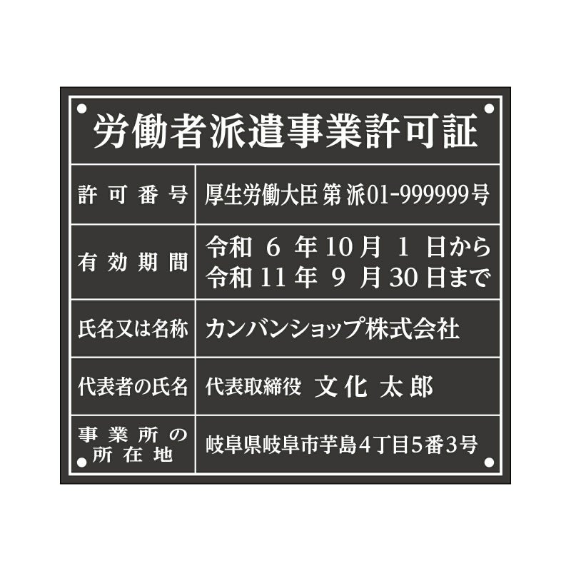 労働者派遣事業許可証