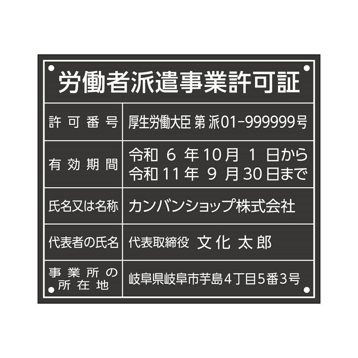 労働者派遣事業許可証