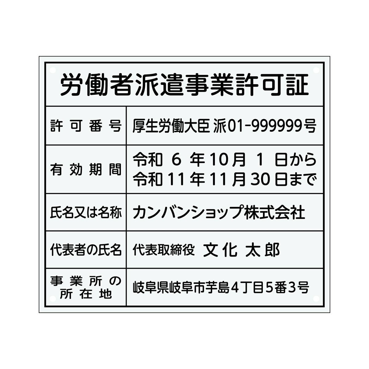 労働者派遣事業許可証