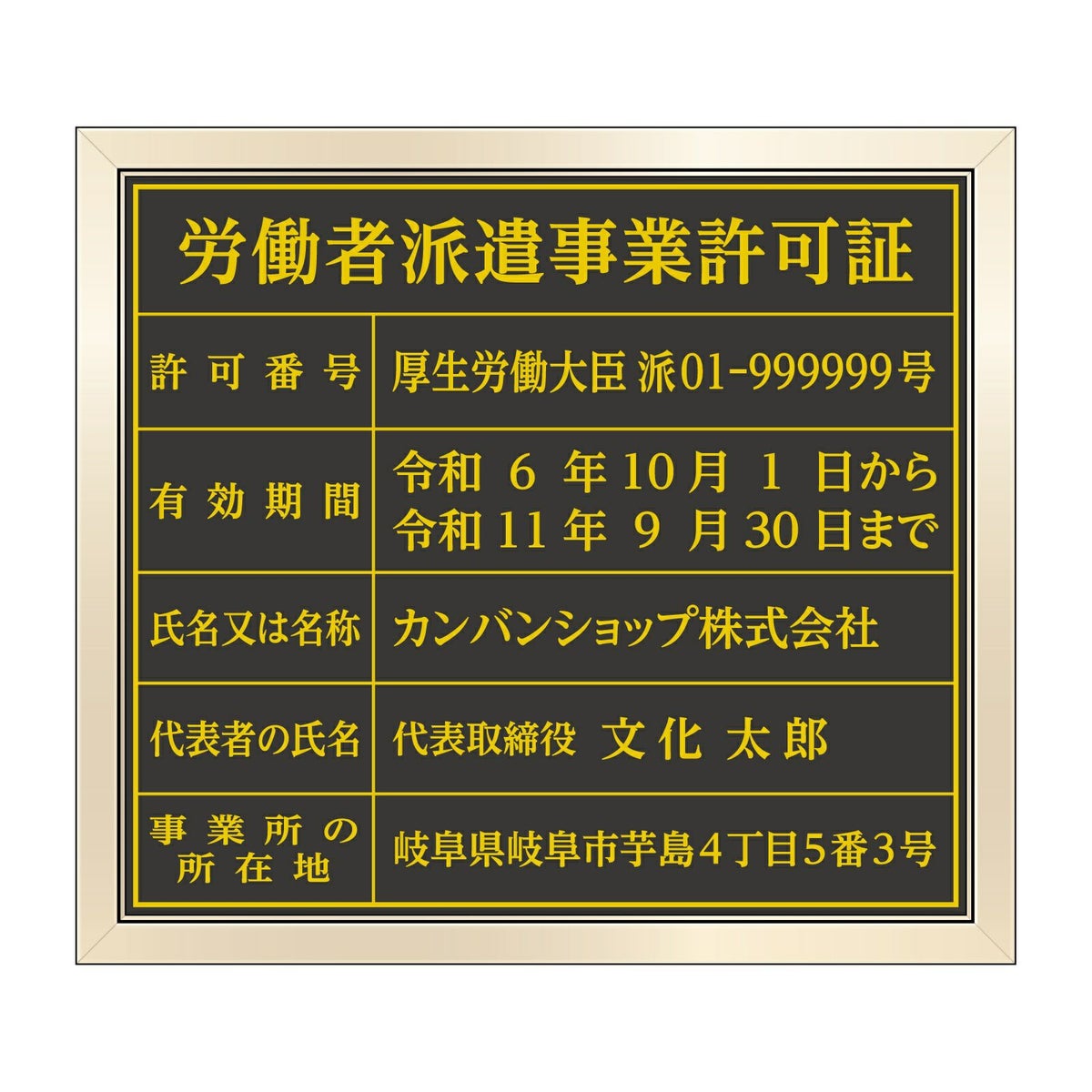 労働者派遣事業許可証