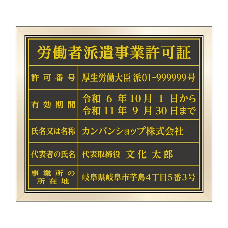 労働者派遣事業許可証