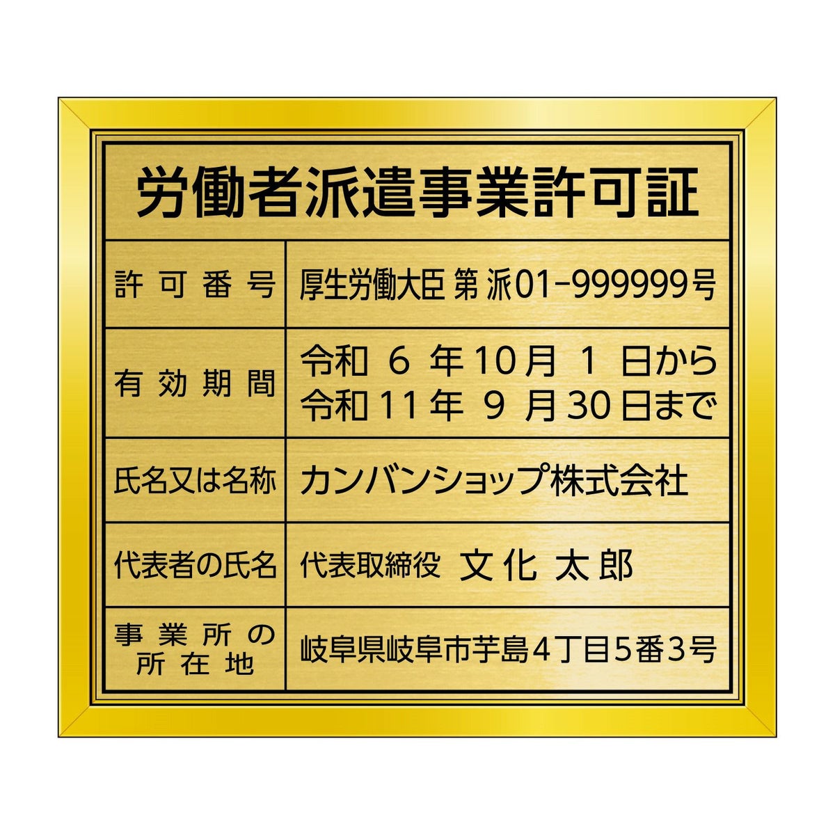 労働者派遣事業許可証