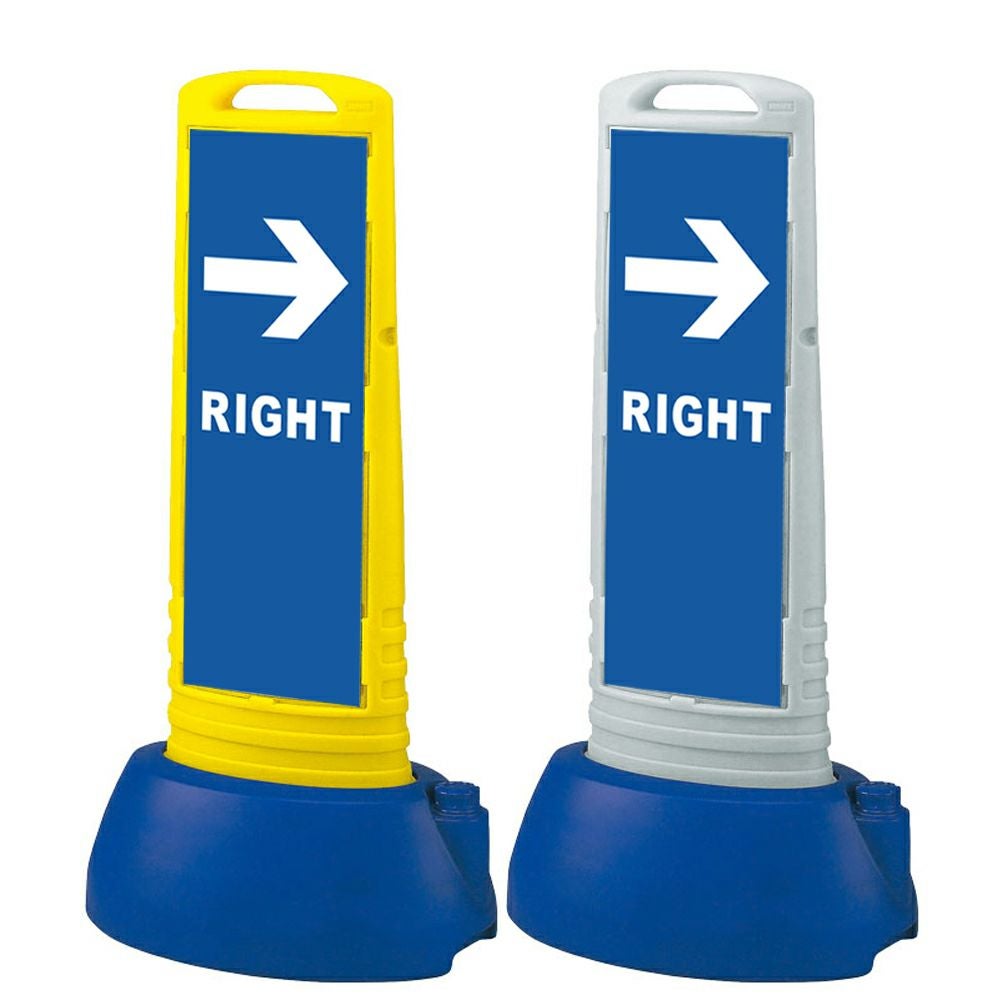 樹脂スタンド看板 サインキューブスリム 「 LEFT RIGHT ／ 左右兼用（表裏同方向矢印） 」 両面のみ 本体カラー（イエロー・グレー） 反射加工も出来ます！