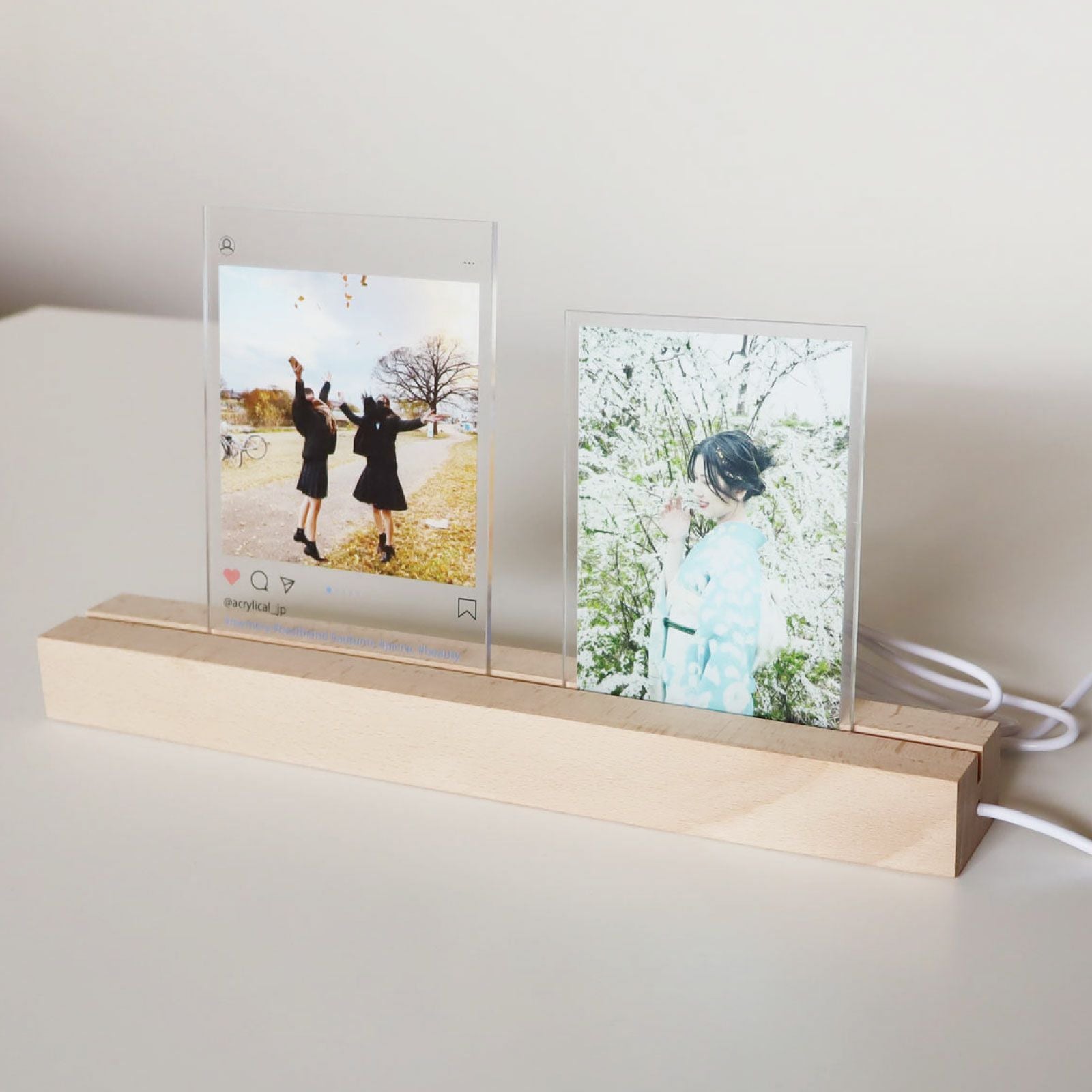 [アクリリカル] ムードライト 卓上LED照明 W300mm フォトプレート専用 木質