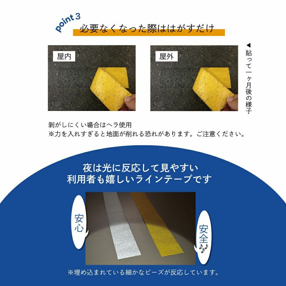 駐車場ラインテープ（幅15cm×5m）黄線 夜間でも視認性が高いガラスビーズ入り オレンジ色　アスファルト・コンクリート