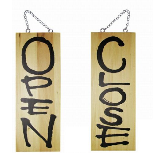 ドアプレート 木製 サイン 看板 「 OPEN CLOSE 」 オープンクローズ 両面 （ H40cm×W15cm 中サイズ 木目 英語 手書き 筆文字風 ） メーカー直送