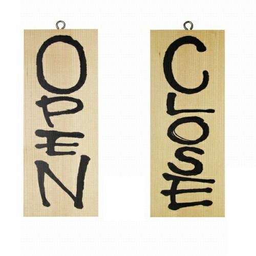 ドアプレート 木製 サイン 看板 「 OPEN CLOSE 」 オープンクローズ 両面 （ H25cm×W10cm 小サイズ 木目 英語 手書き 筆文字風 ） メーカー直送