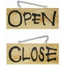 ドアプレート 木製 サイン 看板 「 OPEN CLOSE 」 オープンクローズ 両面 （ H10cm×W25cm 小サイズ 木目 英語 手書き 筆文字風 ） メーカー直送