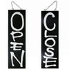 ドアプレート 木製 サイン 看板 「 OPEN CLOSE 」 オープンクローズ 両面 （ H60cm×W18cm 大サイズ 黒地 英語 手書き 筆文字風 ） メーカー直送