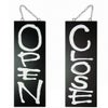 ドアプレート 木製 サイン 看板 「 OPEN CLOSE 」 オープンクローズ 両面 （ H40cm×W15cm 中サイズ 黒地 英語 手書き 筆文字風 ） メーカー直送