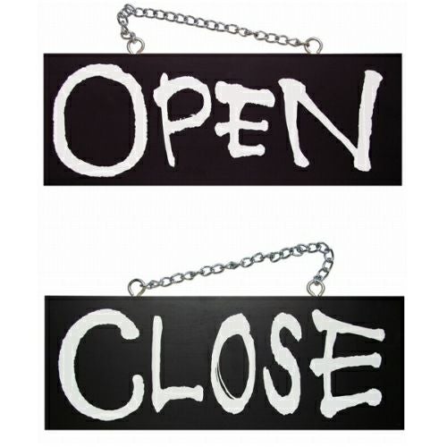 ドアプレート 木製 サイン 看板 「 OPEN CLOSE 」 オープンクローズ 両面 （ H15cm×W40cm 中サイズ 黒地 英語 手書き 筆文字風 ） メーカー直送