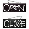 ドアプレート 木製 サイン 看板 「 OPEN CLOSE 」 オープンクローズ 両面 （ H15cm×W40cm 中サイズ 黒地 英語 手書き 筆文字風 ） メーカー直送