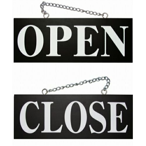 ドアプレート 木製 サイン 看板 「 OPEN CLOSE 」 オープンクローズ 明朝体 両面 （ H15cm×W40cm 中サイズ 黒地 英語 手書き 筆文字風 ） メーカー直送