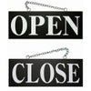 ドアプレート 木製 サイン 看板 「 OPEN CLOSE 」 オープンクローズ 明朝体 両面 （ H15cm×W40cm 中サイズ 黒地 英語 手書き 筆文字風 ） メーカー直送