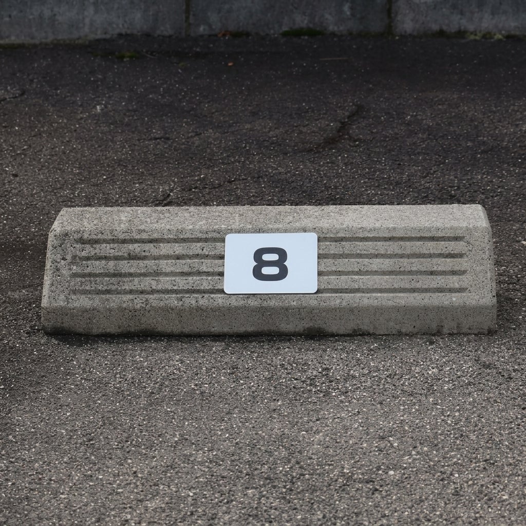 車止め貼付けシール「特注文字」 7.5cm×10cm 特注小サイズ （色・文字は同一内容） 屋外対応 強粘着アルミシート